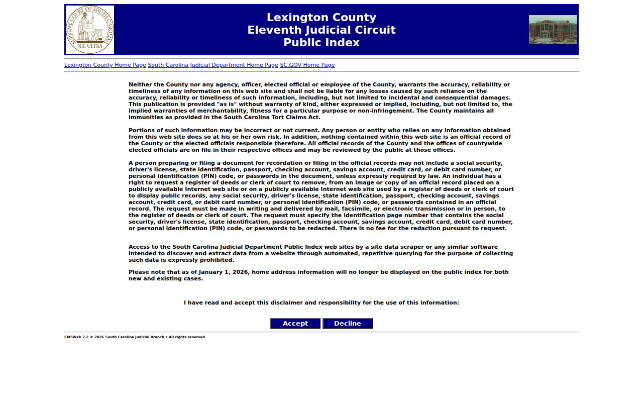 Lexington County residents directory trial court public case search